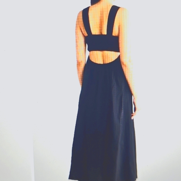 NWT Stitchdrop Bae Shore Sleeveless Midi Dress Flared Smocked Back BLUE Large - Picture 2 of 12